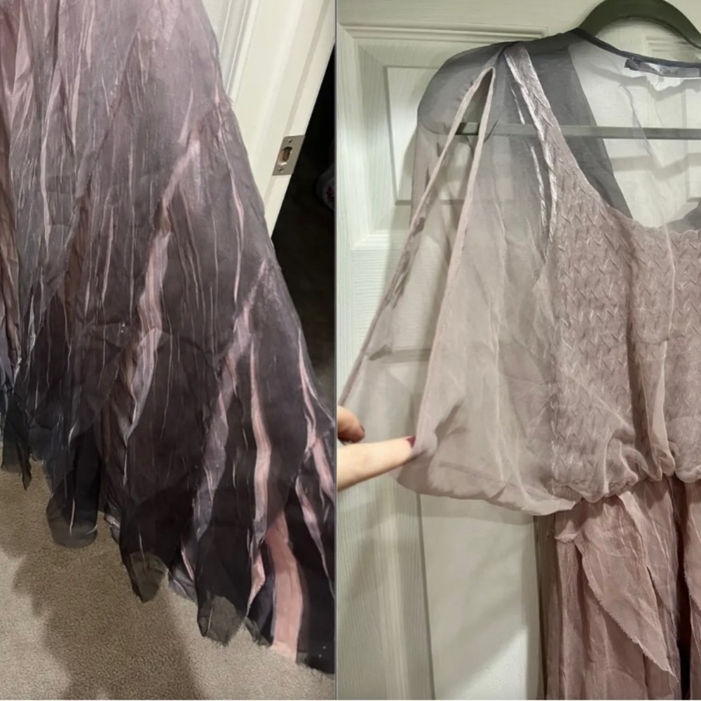 HOT Black by Komarov Sheer Chiffon Blouson Charmeuse Ombre Dress Gown $598+tax! - Picture 6 of 12